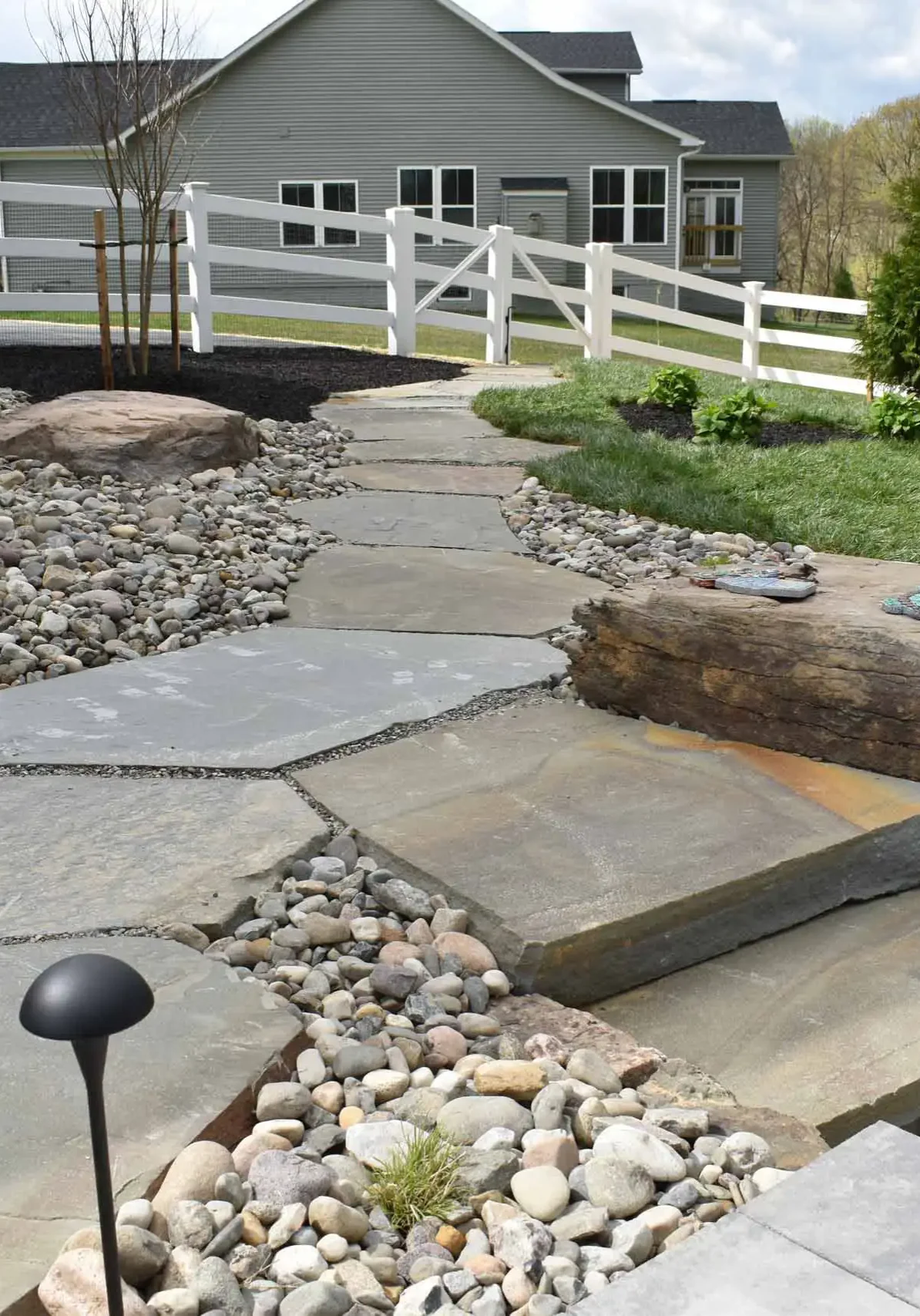 Stone slab sidewalk